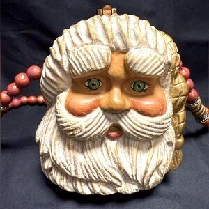 Timmy Woods Santa Purse w Beaded Strap— Signed by the Artist!